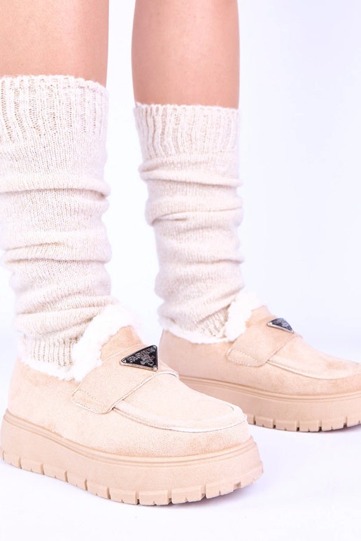 Helle Sandfarbene Plateauschuhe mit...