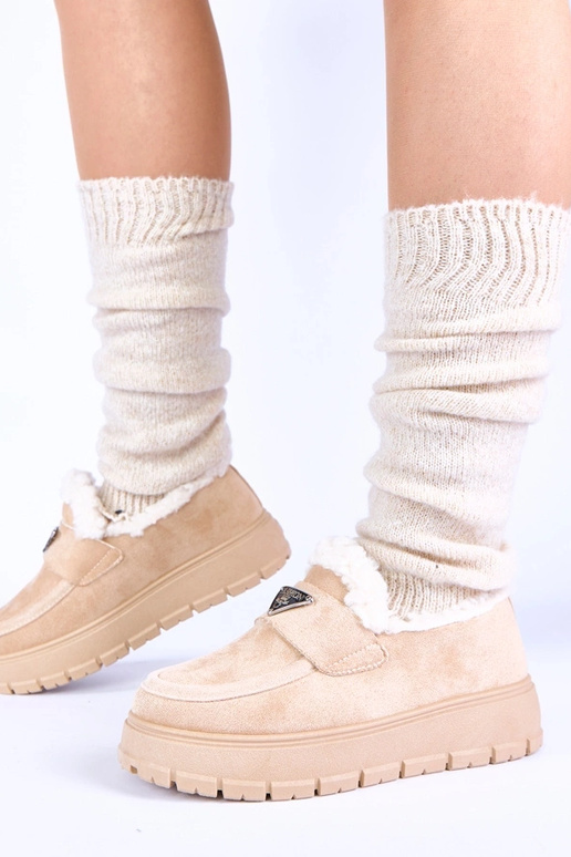 Helle Sandfarbene Plateauschuhe mit...