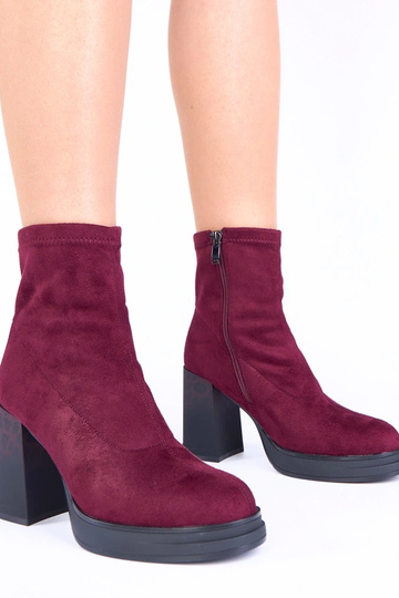 Violette Stiefel mit Absatz im Leopardenmuster Delora