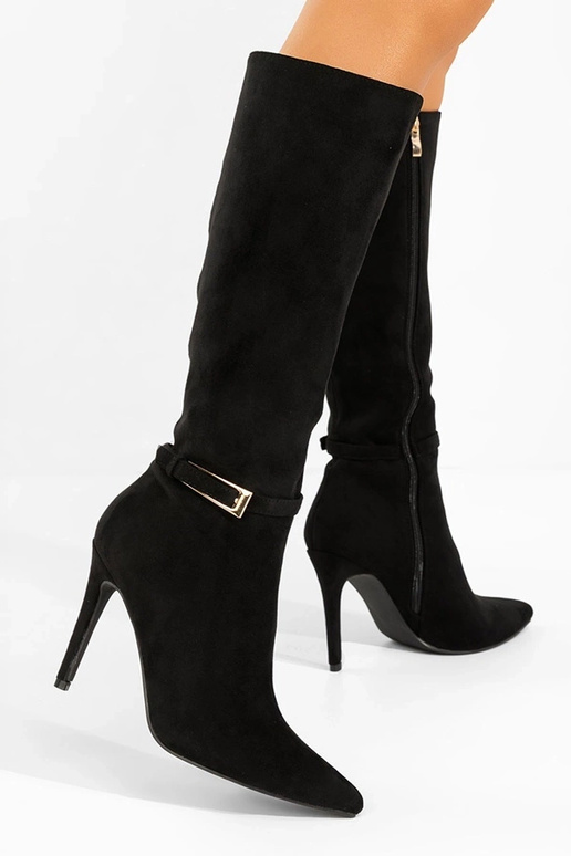 Schwarze Overknee-Stiefel mit...