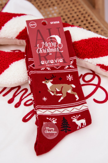 Skarpety Männlich INeihnachten Biegnący Rentier rote Farbe