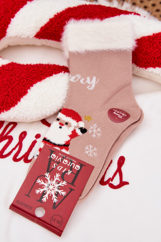 INeihnachtssocken Kindisch mit Pelzmantel I INeihnachtsmannem INełna Alpaka Beige