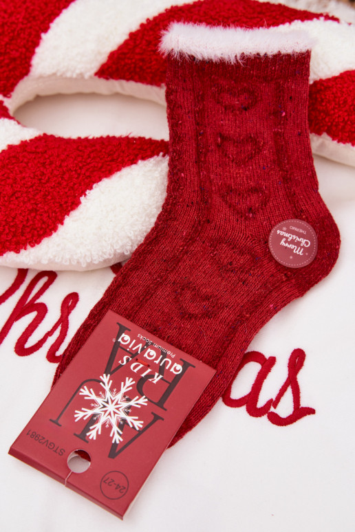 Kindisch INeihnachten Socken Herzen INełna Alpaka rote Farbe