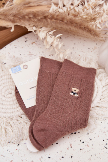 Zuarm Socken Feminin Mit INilna Teddybären braune Farbe 2