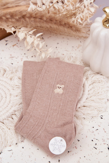 Zuarm Socken Feminin Mit INilna Teddybären Beige