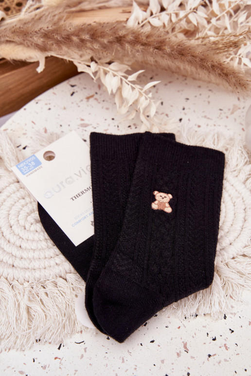 Zuarm Socken Feminin Mit INilna Teddybären schZuarze Farbe