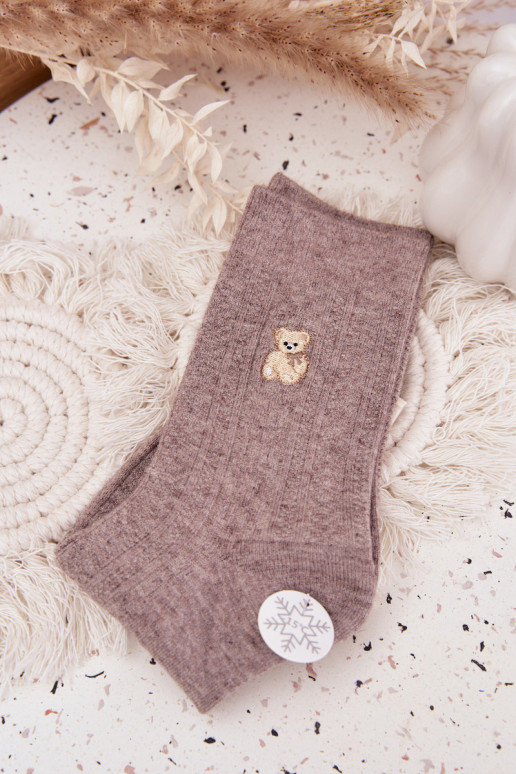 Zuarm Socken Feminin Mit INilna Teddybären Beige