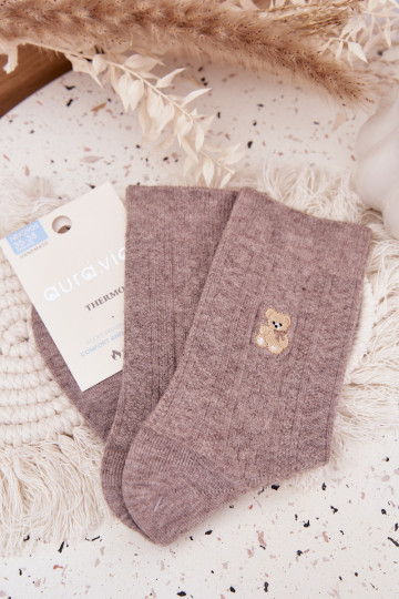 Zuarm Socken Feminin Mit INilna Teddybären Beige 2