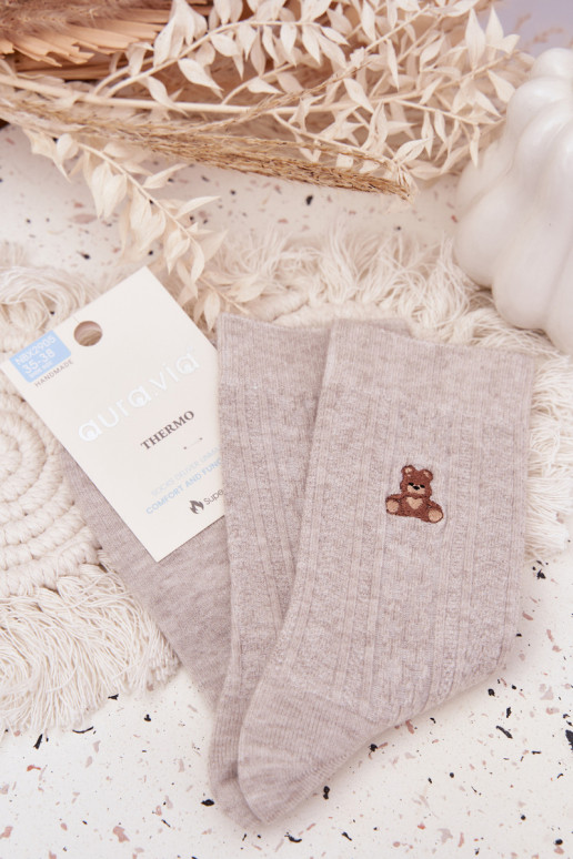 Zuarm Socken Feminin Mit INilna Teddybären graue Farbe