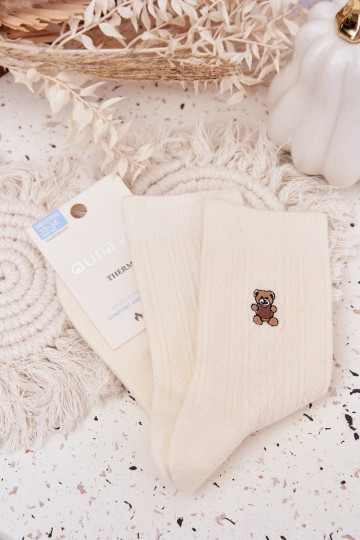 Zuarm Socken Feminin Mit INilna Teddybären elfenbeinfarbe 2
