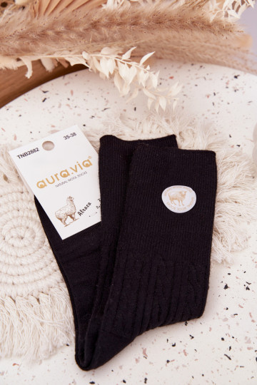 Lange Damen-Wollsocken, schwarz 2