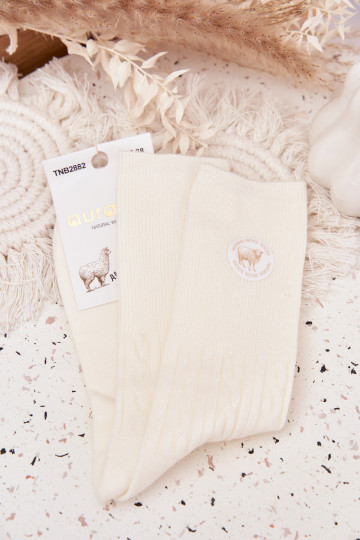 Długie INełniane Socken Feminin elfenbeinfarbe 2