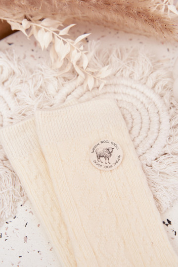 Socken Feminin INełniane elfenbeinfarbe