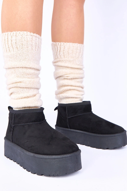 Schwarze Plattform Schneestiefel mit...