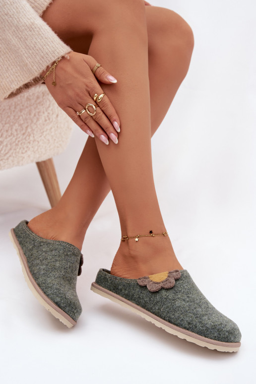 Hausschuhe Feminin Mit einer Blume Inblu CS000043 grüne Farbe