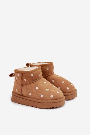 Schneestiefel Kindisch Ozdobione mit floralen Motivenuszkami braune Farbe Gracina 2
