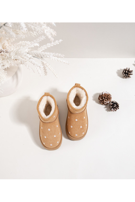 Schneestiefel Kindisch Ozdobione mit floralen Motivenuszkami braune Farbe Gracina