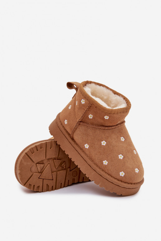 Schneestiefel Kindisch Ozdobione mit floralen Motivenuszkami braune Farbe Gracina