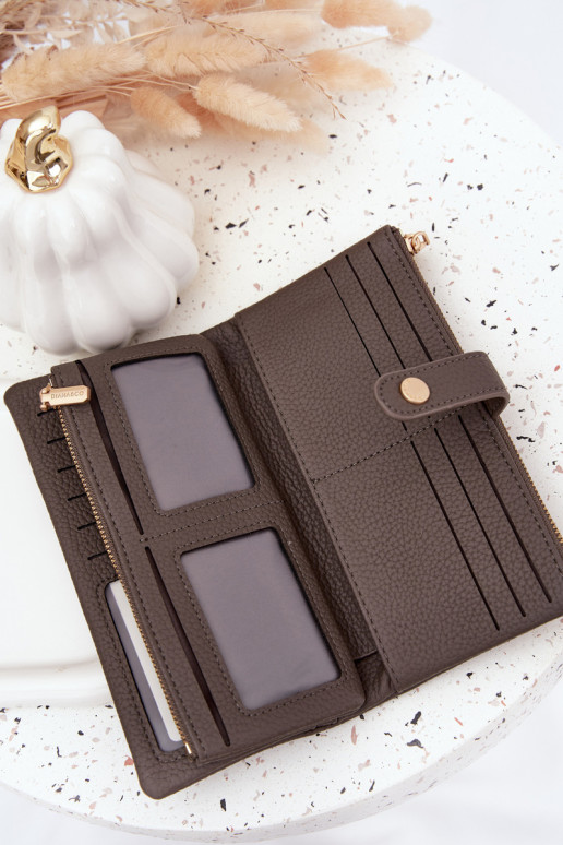 Damenbrieftasche aus Öko-Leder groß graue Farbe Gilessa