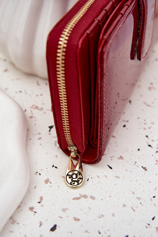 lackiert Damenbrieftasche Ze goldene Farbem Detalem rote Farbe Evlinne