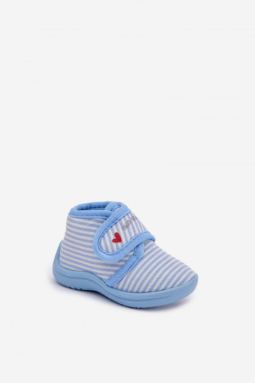 Blaue Kinderschuhe mit Klettverschluss und Streifen Lavelle