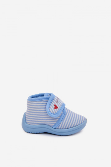 Blaue Kinderschuhe mit Klettverschluss und Streifen Lavelle 2