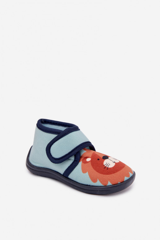 Hausschuhe Kindisch mit Klebeverschlüssen blaue Farbe Katline