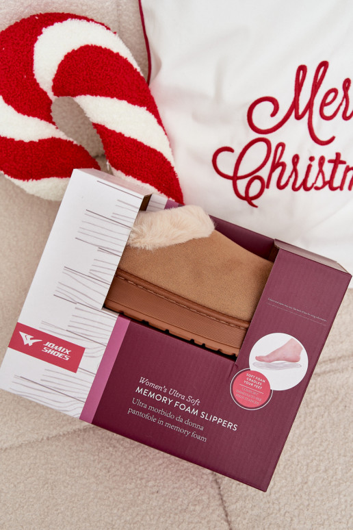 Damenhausschuhe mit Fell, braun „Eveline"