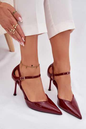 Lackierte High Heels mit Riemchen, bordeauxfarbene Tarilin 2