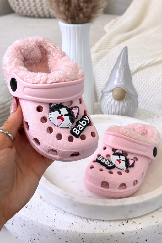Kinder warme Hausschuhe mit Fell innen, rosa „Cerelle"