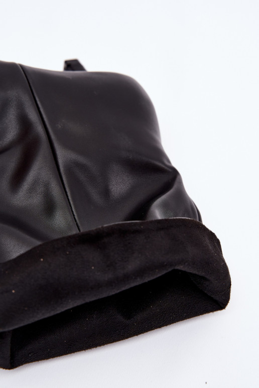 Schwarze Damen Halbstiefel mit niedrigem Absatz und lockerem Schaft Jessalia