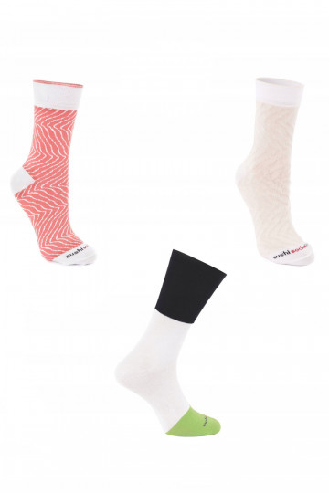 Regenbogensocken Sushi 3 Paare Butterfisch-Es musski-Gurken-Lachs 2