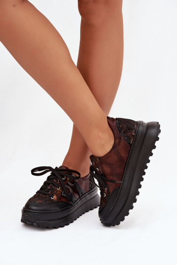 Leder Sneakers Damen mit Plattform Tai turiciejka 06562-25 in Schokoladenfarbe 2
