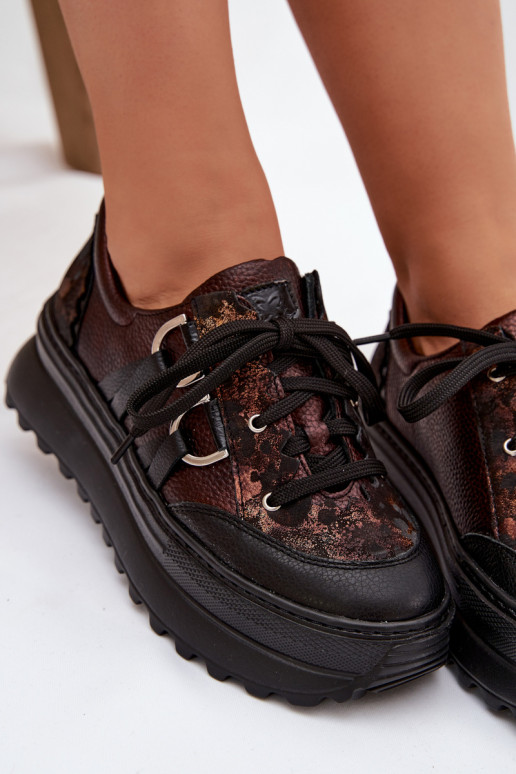 Haut Sneakers Stilvollllschuhe Feminin mit einer Plattform Es mussciejka 06562-25 CzekoladoZue