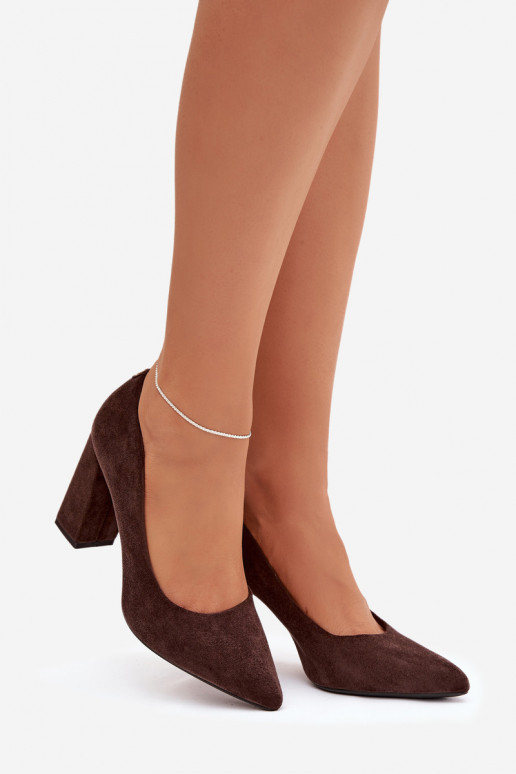 INildlederschuhe mit Absätzen Sergio Leone PB216 CzekoladoZue