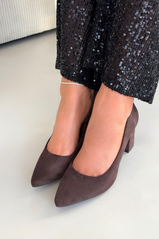 Schuheaus Öko-INildlederu mit Absätzen Sergio Leone PB414 CzekoladoZue