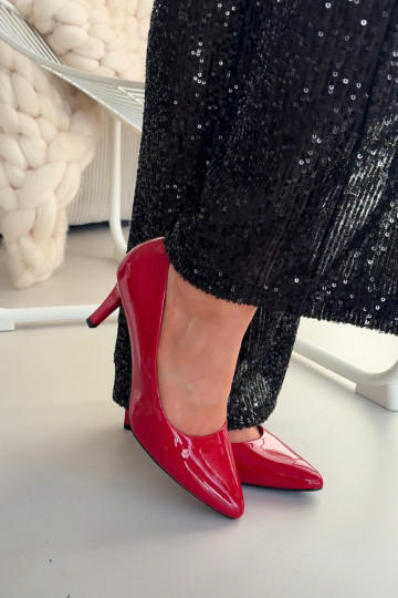 Sergio Leone 1336 rote High Heels mit Lackeffekt