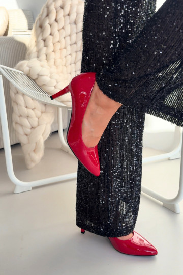 Sergio Leone 1336 rote High Heels mit Lackeffekt 2