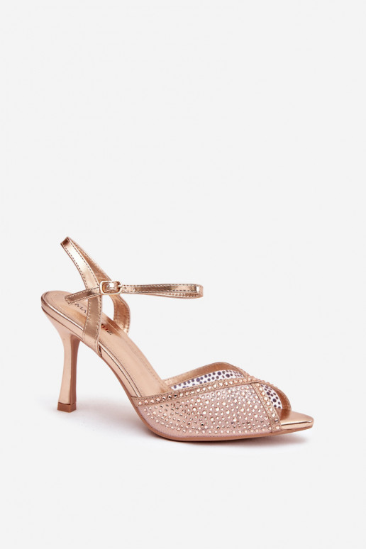 Damensandalen mit dünnen Absätzen Mit Dekoration Szampańskie Peloria