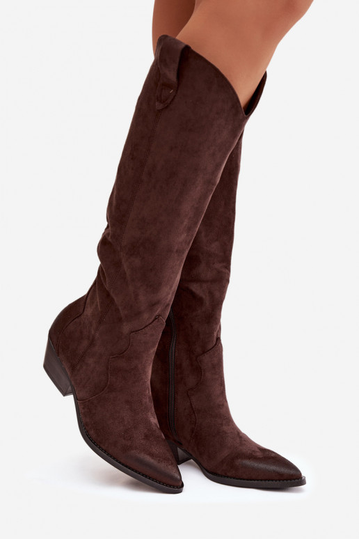 aus Öko-INildlederoZue Stiefel CoZuboy-Stil Feminin mit Absätzen CzekoladoZue Jenaya