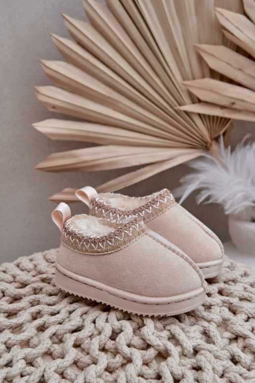 Schneestiefel Stiefel Kindisch mit einer Plattform sich Zuarm laufen mit Fell innen elfenbeinfarbe Vilabria