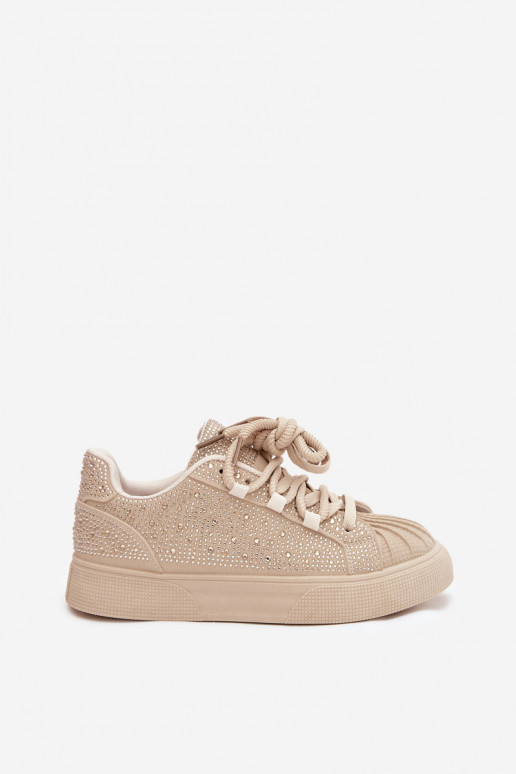 Dekoriert Sneakers Stilvollllschuhe Feminin Beige Calissea