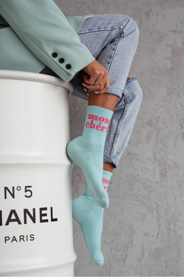 Socken Feminin Mon Ch ri BaZuełniane blaue Farbe