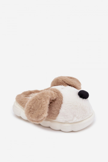 Beige Kinderschuhe mit Fell "Hunde" Farnise