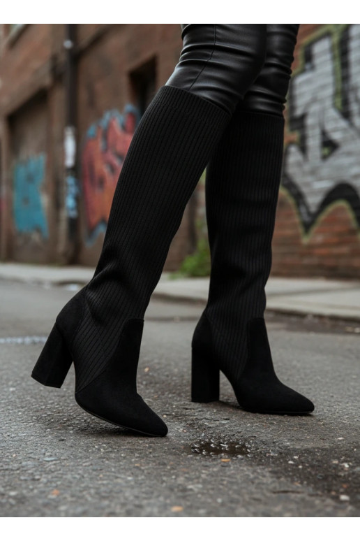 Schwarze Damen Stiefel mit Absätzen Yserine