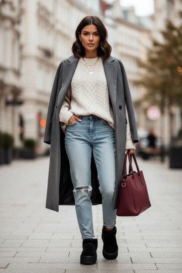 Schwarze Damen-Schneestiefel aus Kunstwildleder Irene 2