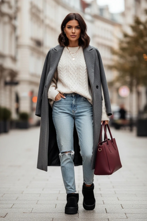 Schwarze Damen-Schneestiefel aus Kunstwildleder Irene
