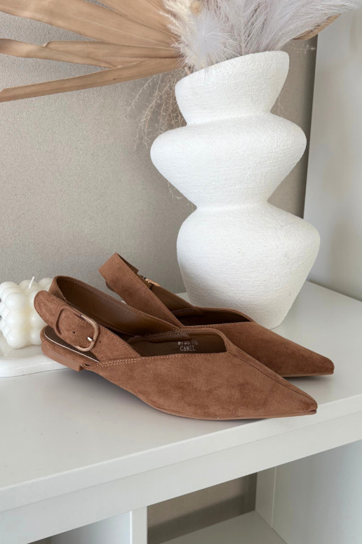 Ballerinas Feminin mit Schnallen braune Farbe Tanelia