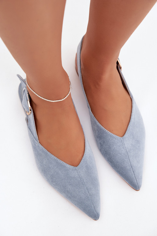 Ballerinas Feminin mit Schnallen blaue Farbe Tanelia