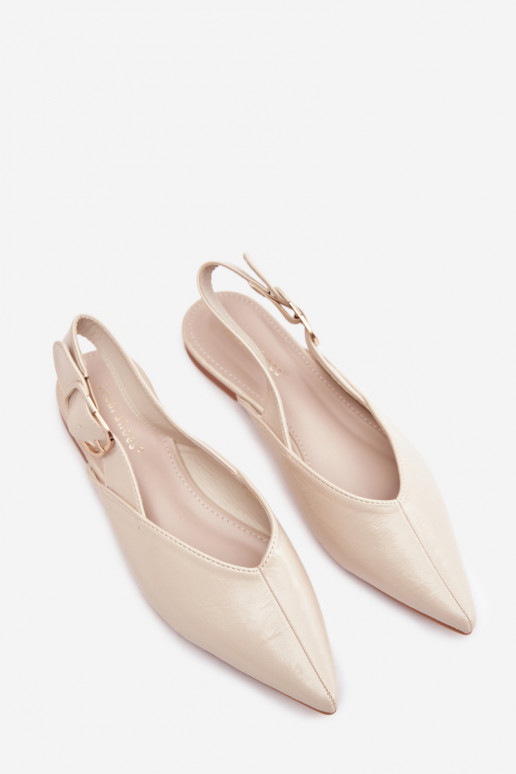 Lackierte Ballerinas mit Schnallen Beige Rinalle